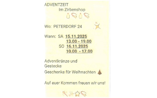 Adventzeit im Zirbenshop