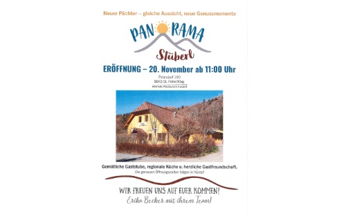 20.11.2025 Eröffnung PANORAMA STÜBERL - ehem. GH Auszeit, GH Panorama Stüberl