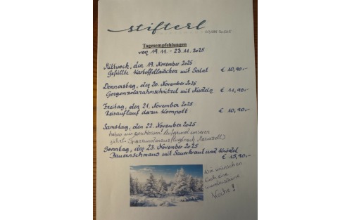 19.11.2025 Stifterl Tagesempfehlung v. 19.11.2025 - 23.11.2025, Stifterl