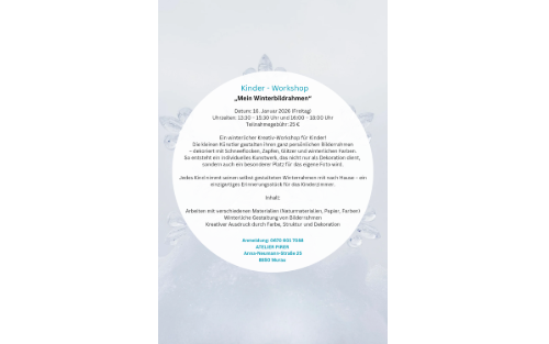 Workshops im Atelier Pirer - Kinderworkshop