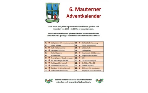 01.12.2025 6. Mauterner Adventkalender, Mautern