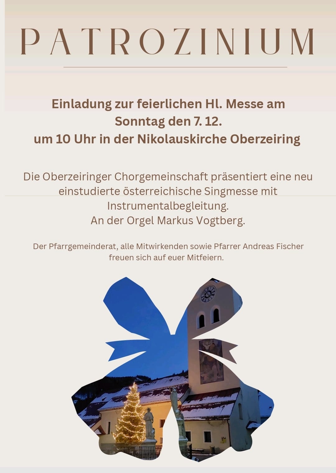 Einladung zur Hl. Messe in der Nikolauskirche Oberzeiring