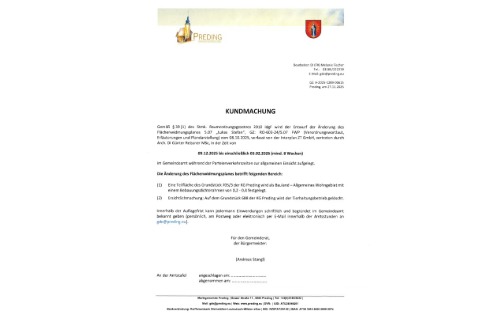 Kundmachung der Gemeinde Preding 