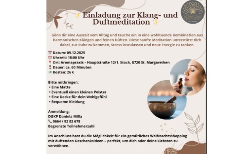 09.12.2025 Einladung zur Klang- und Duftmeditation, St. Margarethen