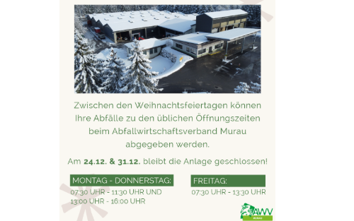 Öffnungszeiten Altstoffsammelzentrum Katsch während der Weihnachtsfeiertage