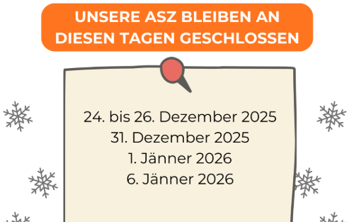 ASZ Öffnungszeiten an den Weihnachtsfeiertagen 2025/2026