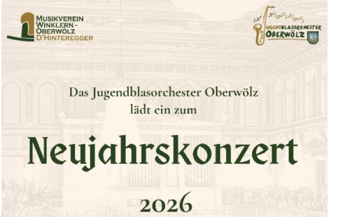 01.01.2026 Neujahrskonzert 2026 - Jugendblasorchester Oberwölz, Festsaal der Mittelschule