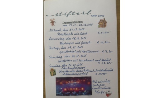 17.12.2025 Stifterl Tagesempfehlung v. 17.12.2025 -21.12.2025, Stifterl