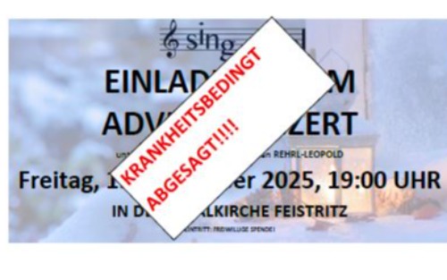 ADVENTKONZERT ABGESAGT!!!