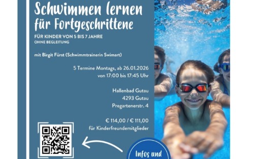 Schwimmkurs für Fortgeschrittene Kinder von 5-7 Jahre