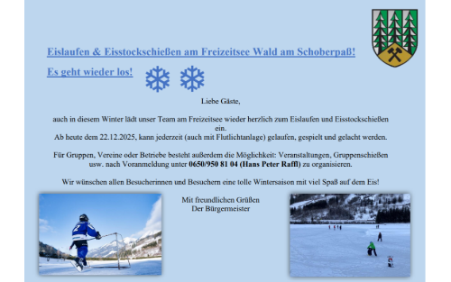 Eislaufen und Eisstockschießen am Freizeitsee!