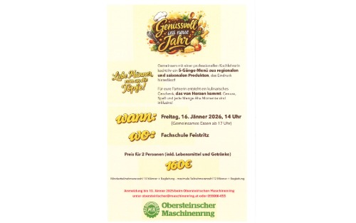 Gemeinsames Kochen für Männer am 16.01.2026 in der FS Feistritz