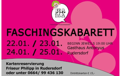 22.01.2026 Faschingskabarett BLA BLA, Gasthaus Antonyus