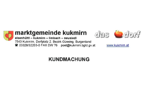 Kundmachung: Öffentliche Auflage des Gefahrenzonenplanes - OT Neusiedl