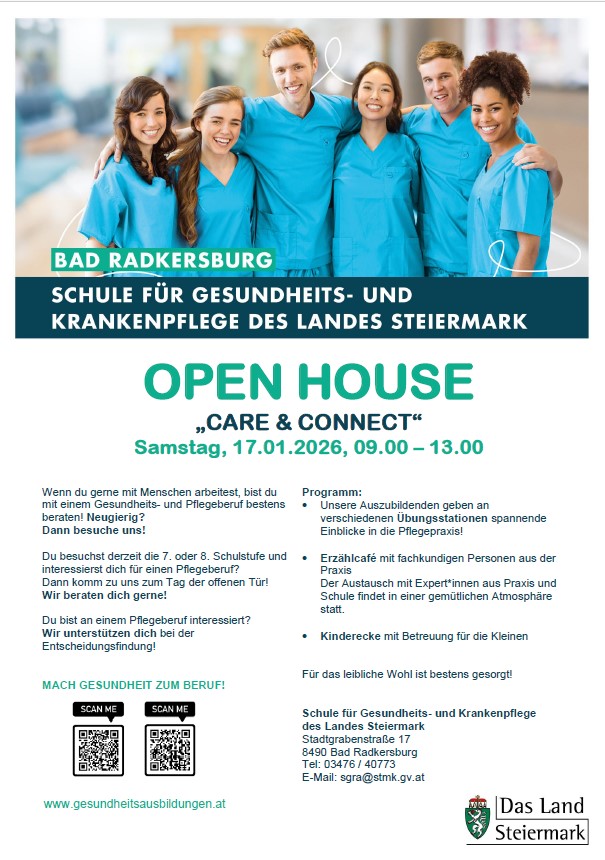 17.01.2026 Schule für GuK Bad Radkersburg - Open House am 17.01.2026, Schule für GuK Bad Radkersburg