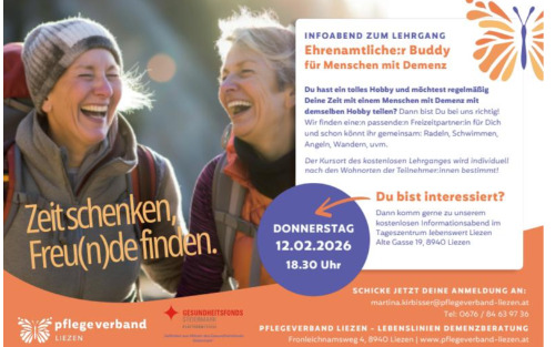 Infoabend zum Lehrgang Ehrenamtliche:r Buddy für Menschen mit Demenz