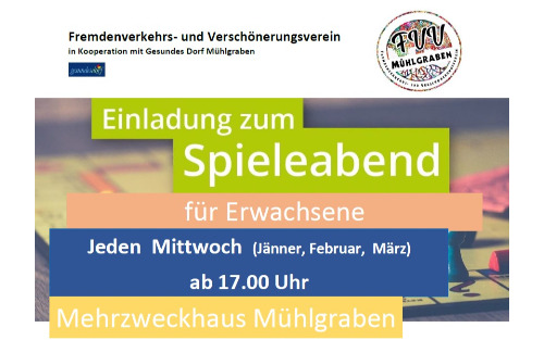 21.01.2026 Spieleabend für Erwachsene, Mehrzweckhaus