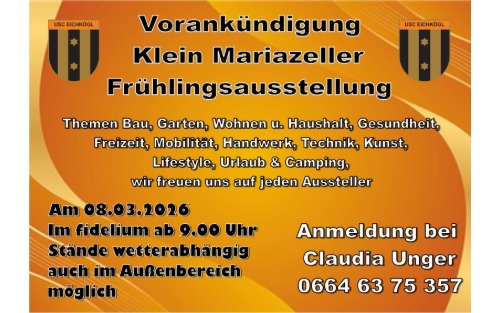 Vorankündigung Klein Mariazeller Frühlingsausstellung - Anmeldung möglich