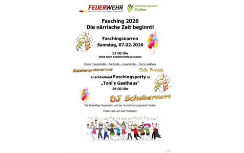 07.02.2026 Faschingsnarren mit anschließender Faschingsparty in 