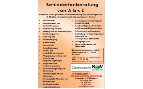 Sprechtag Termine Behindertenberatung in Zeltweg