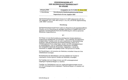 Hegeschauen für das Jagdjahr 2025