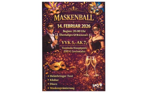 14.02.2026 SPÖ Maskenball, ehem. GH Brückenwirt Mitterdorf