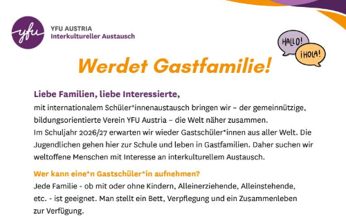Werdet Gastfamilie!