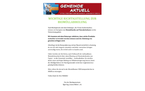 Gemeinde aktuell - Biomüllabholung