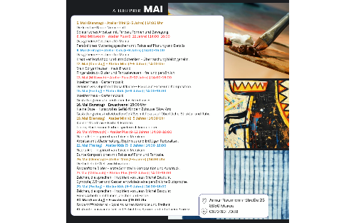 Alle Workshops im Atelier Pirer im Mai