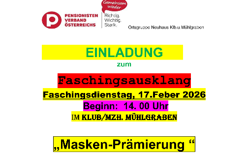 Faschingsausklang im Mehrzweckhaus Mühlgraben