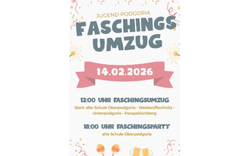 Faschingsumzug und Faschingsparty - Jugend Oberpodgoria