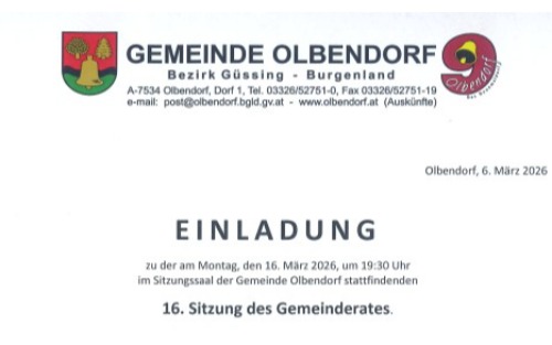 16. Sitzung des Gemeinderates