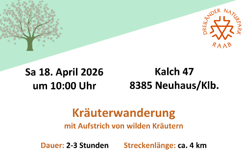Kräuterwanderung (ca. 4 km) mit Aufstrich von wilden Kräutern