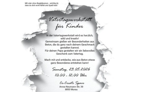 Vatertagswerkstatt für Kinder (Kreativ mit Beton)