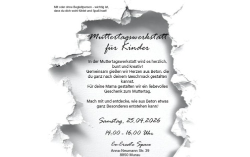 Muttertagswerkstatt für Kinder (Kreativ mit Beton)