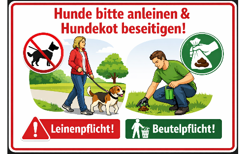 Information zur HUNDENLEINENPFLICHT und NUTZUNG von Hundekotbeuteln