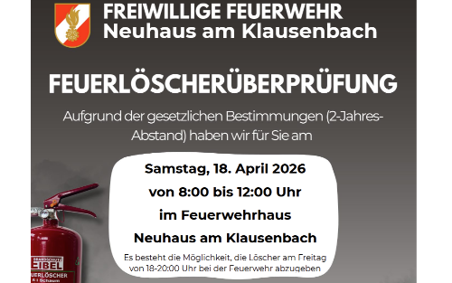 Feuerlöscherüberprüfung im Feuerwehrhaus Neuhaus