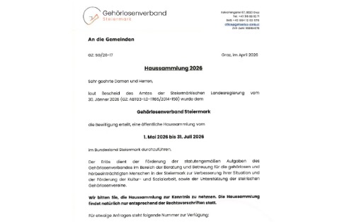 Gehörlosenverband Haussammlung 2026