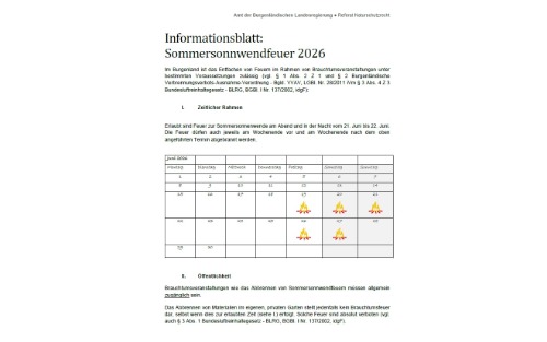Abbrennen von Sommersonnwendfeuern
