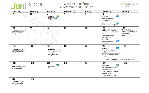 Veranstaltungen im Naturpark Weinidylle - Juni/Juli/August 2026