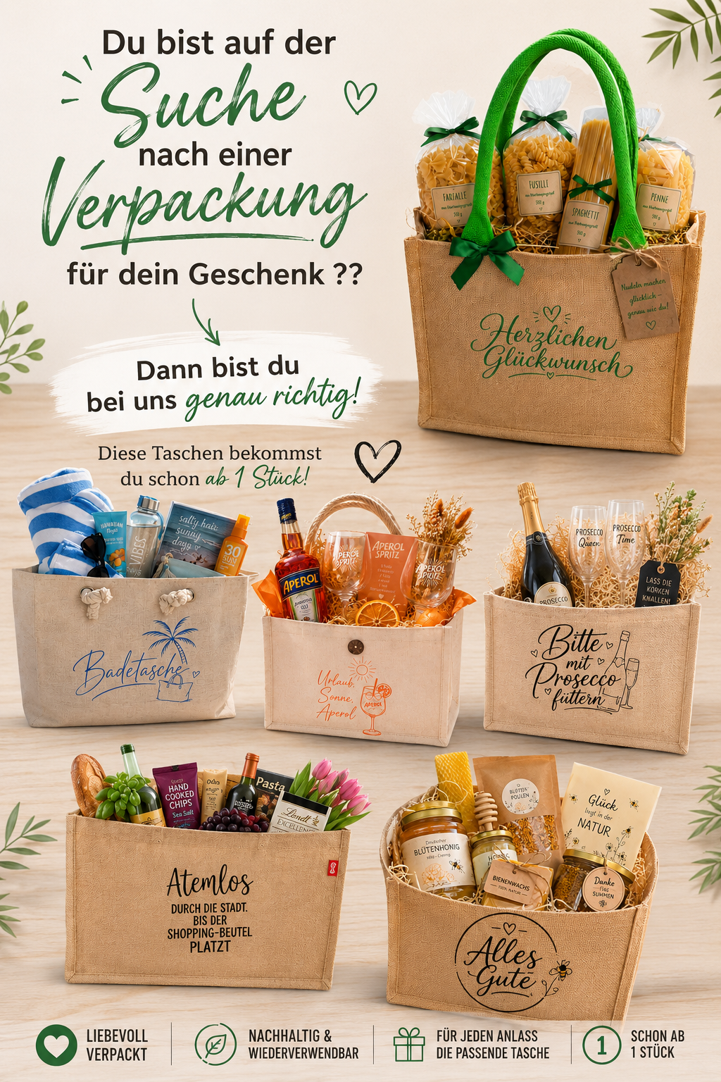 🛍️ Jutetaschen schon ab 1 Stück ! 🛍️