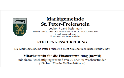 Stellenausschreibung Finanzverwaltung