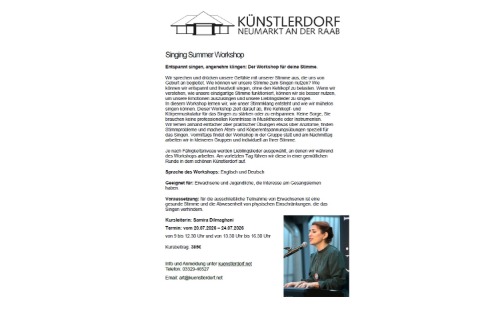 Singing Summer Workshop