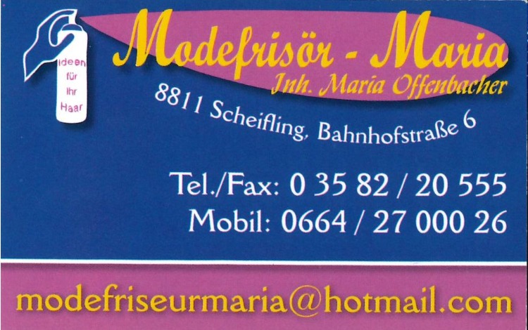 Betriebsurlaub Modefrisör Maria