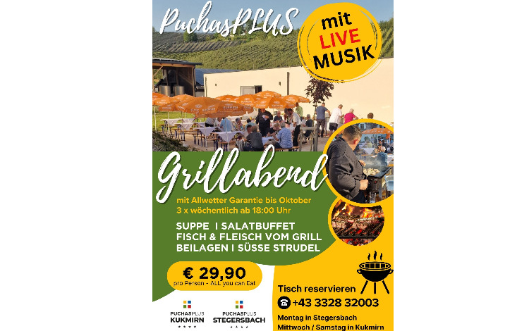 Grillabende im Puchas Plus Kukmirn