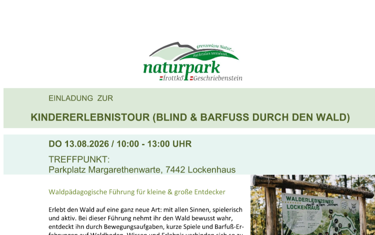 Naturpark Geschriebenstein - Kindererlebnistour (Blind & Barfuß durch den Wald)