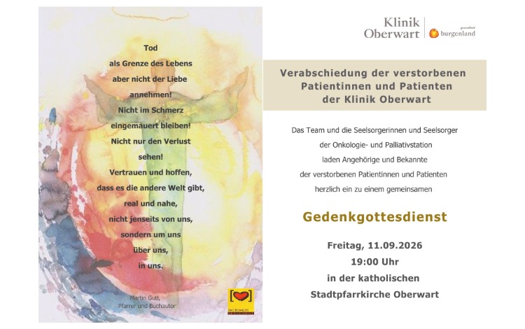 Gedenkgottesdienst - Onkologie, Hämatologie und Palliativmedizin der Klink Oberwart
