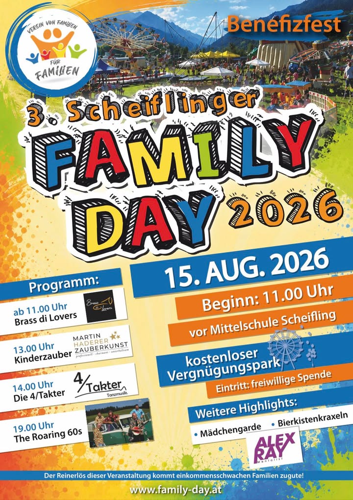 🎉🥳Am 🔜15. August 2026 laden wir wieder sehr herzlich zum 🎈Scheiflinger FamilyDay ein! 🧒👦