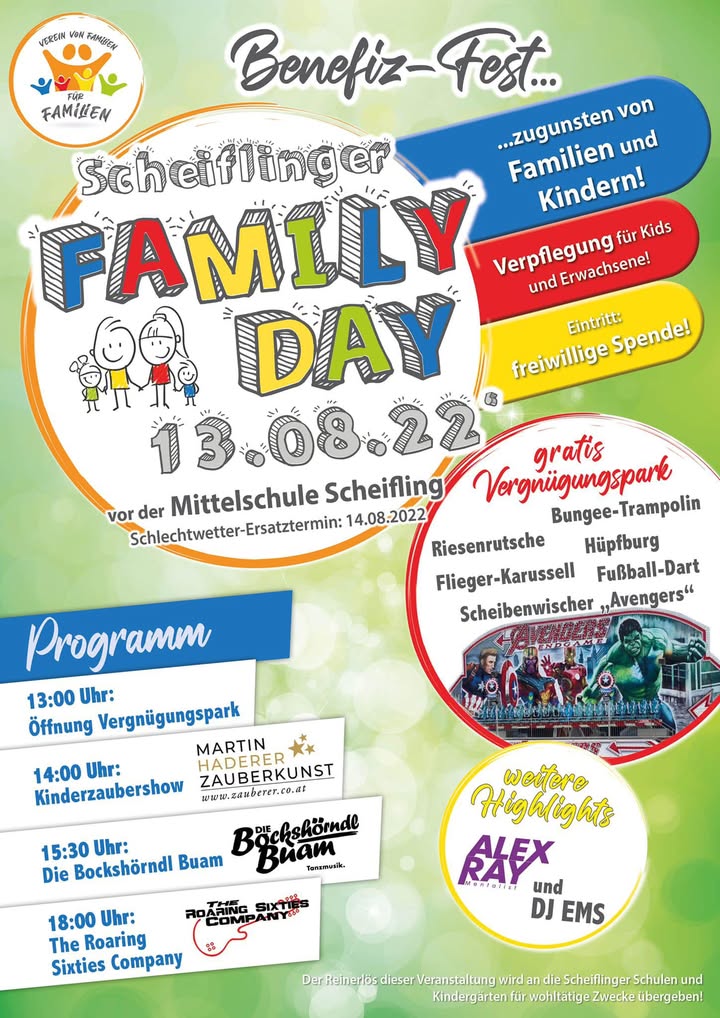 Die Vorbereitungen für unseren 1. Scheiflinger Family Day laufen auf “HOCHTOUREN“… 😎😃 Wir freuen uns schon so sehr auf …