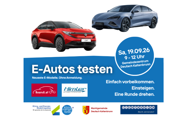 Elektromobilität erleben und selbst ausprobieren! Testaktion der Klima- und Energie-Modellregion Jennersdorf